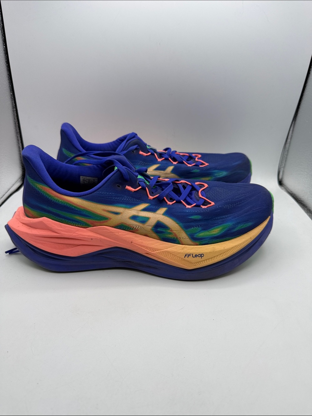 ASICS Superblast 3 mens 11 Blue with Peach & Yellow FF Leap S1